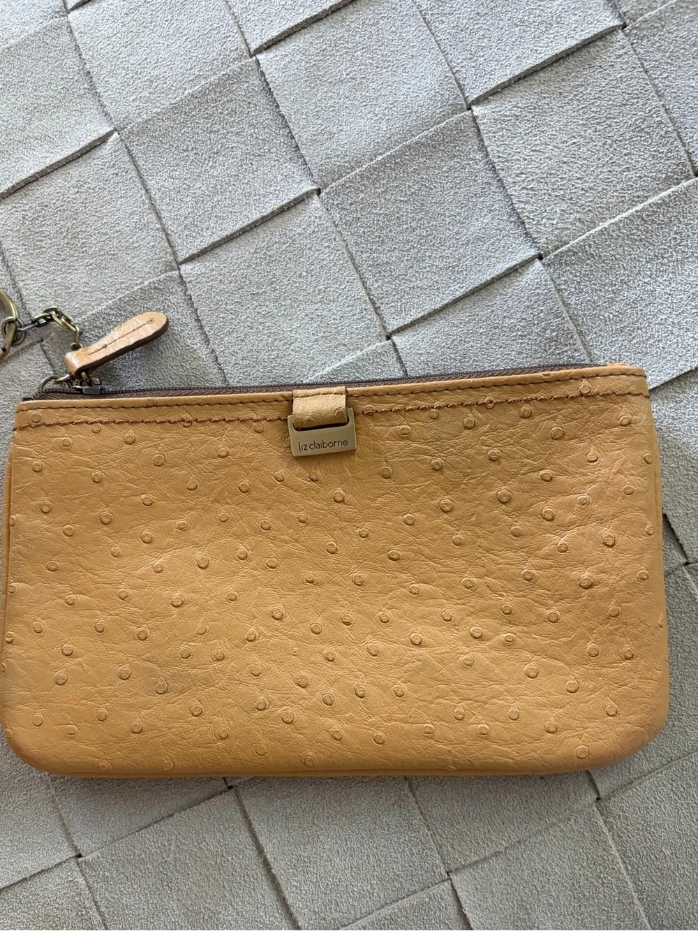 Liz Claiborne Mustard Textured Leather Wristlet